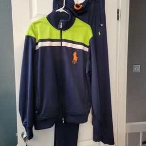 Mens Blue/Green Polo Jogging Suit, Size XL